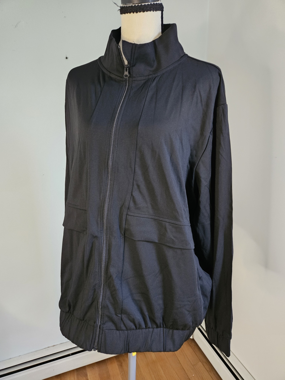 Makers Market Black Zip-Front Bomber Jacket#280